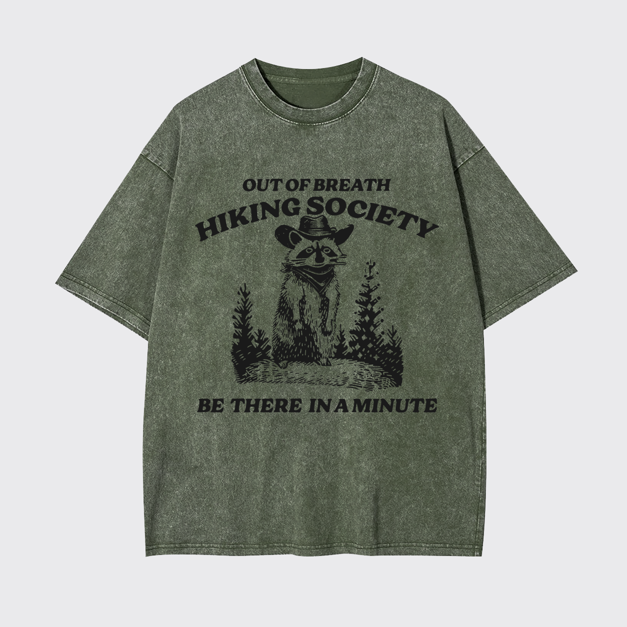 Out Of Breath Hiking Raccoon Garment-dye Tees