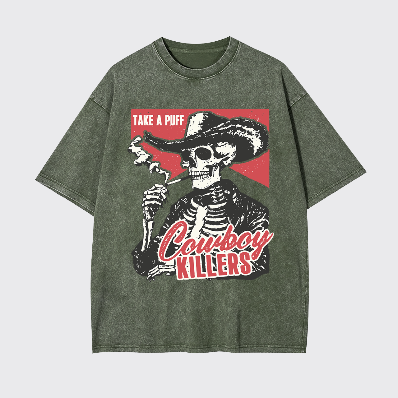 Smoking Skeleton Garment-dye Tees