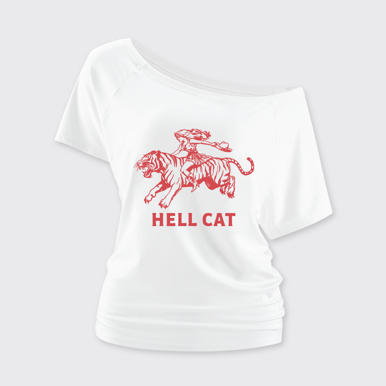 Retro Cowgirl Hell Cat Off Shoulder Top