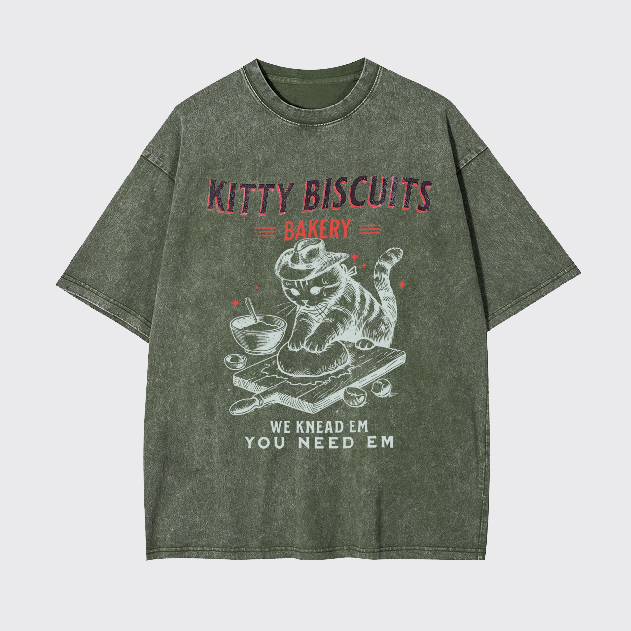 Funny Cat Biscuits Bakery Garment-dye Tees