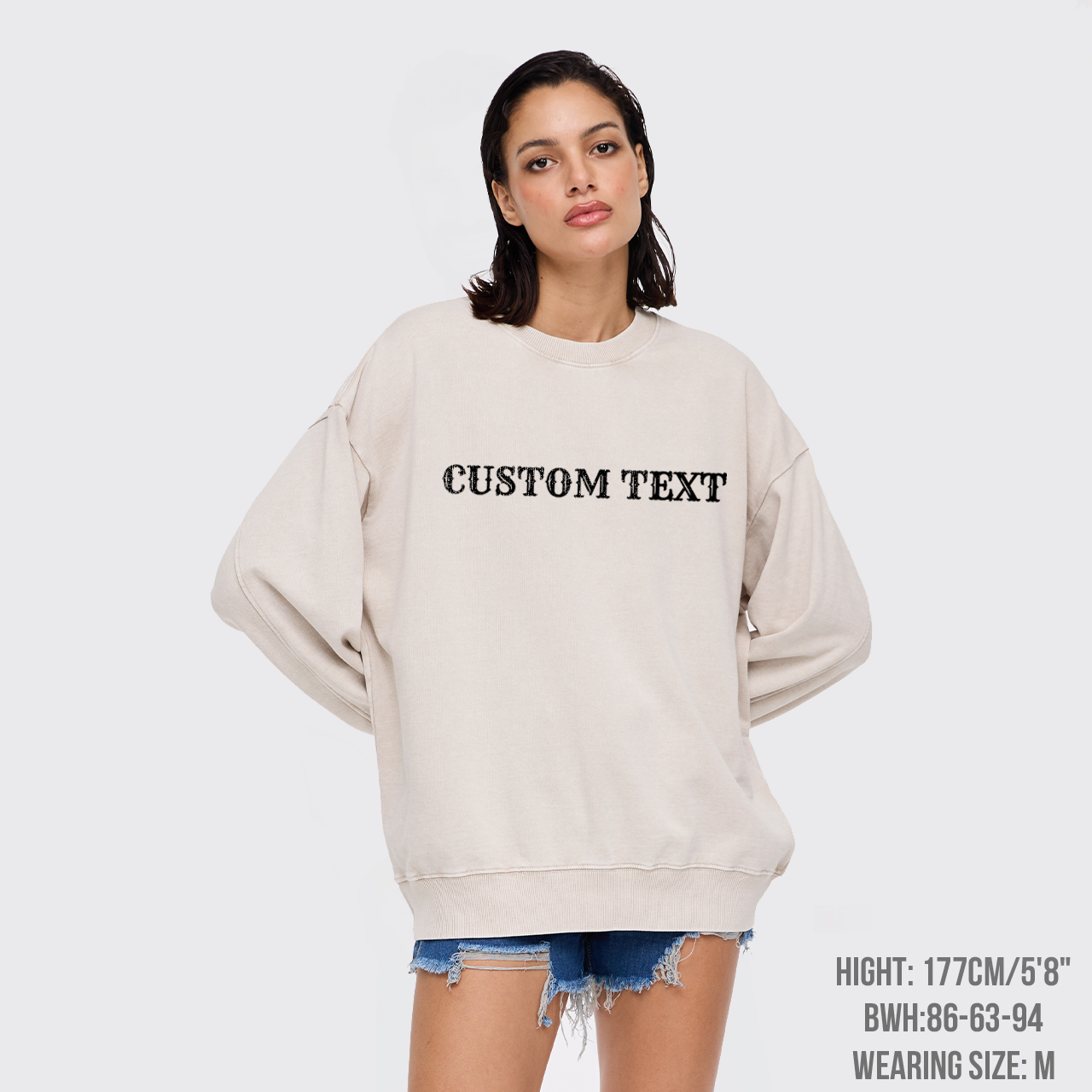 Custom Text Washed Sweatshirts