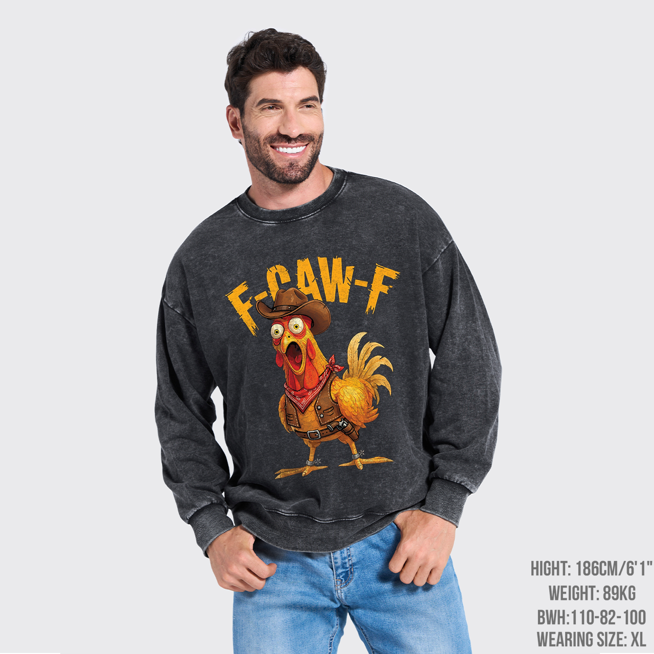 Funny Screaming Chicken F-CAW-F Washed Sweatshirts