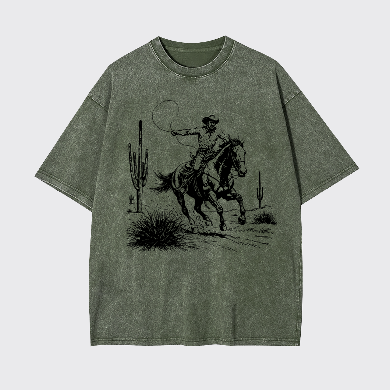 Western Cowboy Vintage 90s Grunge Rodeo Garment-dye Tees