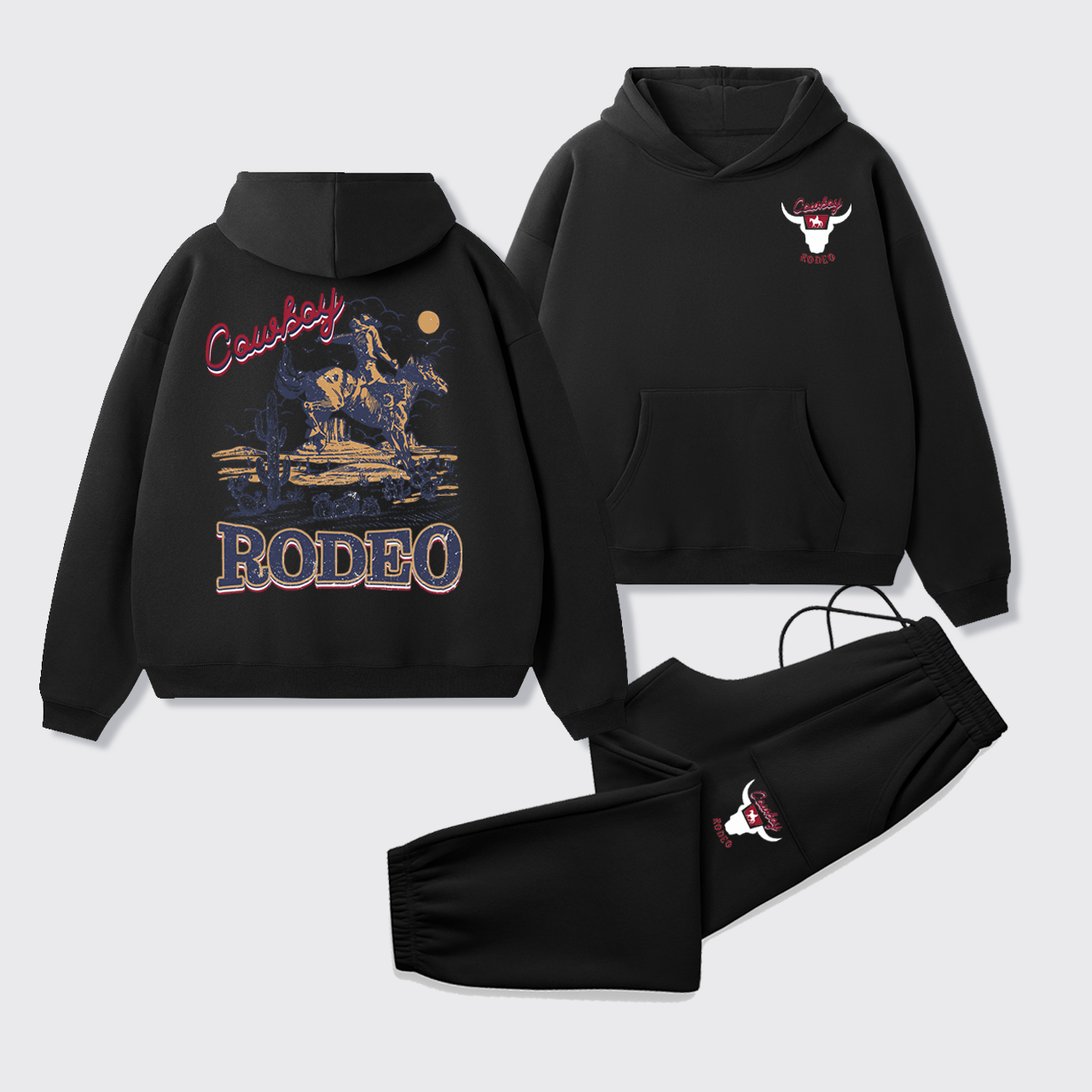 Vintage 90s Rodeo Western Cowboy Hoodie Set