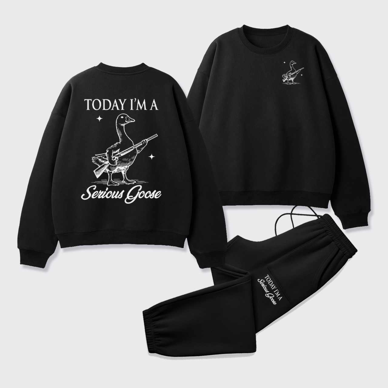 Today I'm Serious Goose Fleece Sweatshirt Set