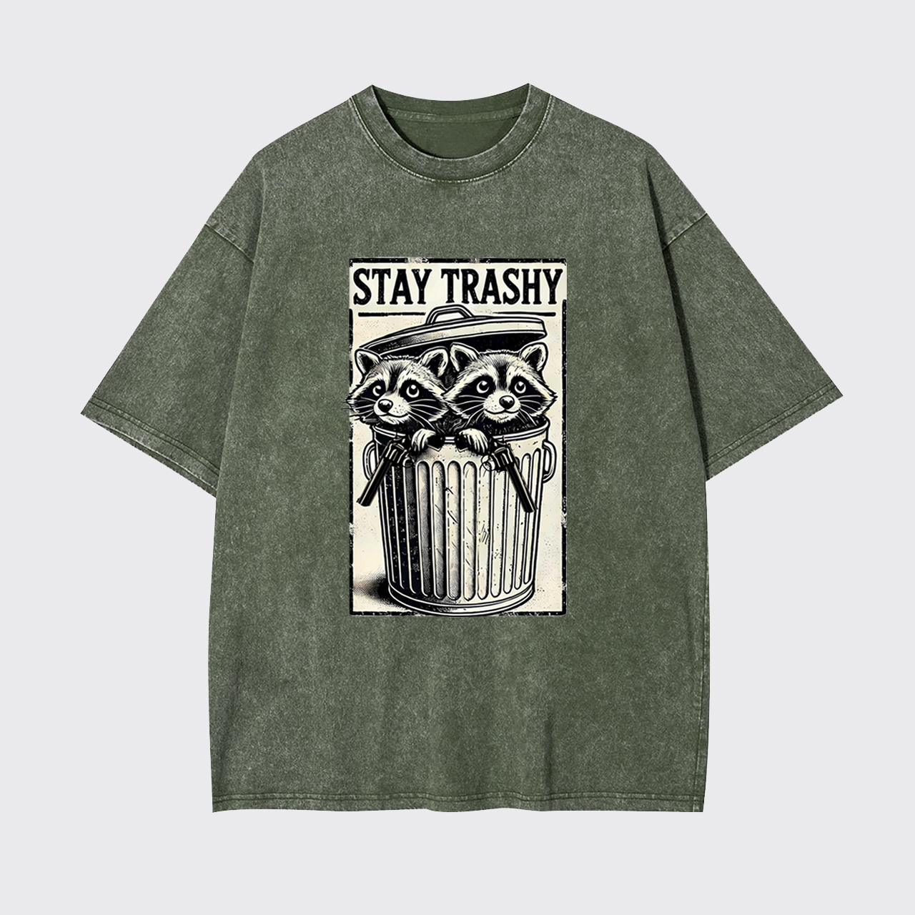 Funny Stay Trashy Raccoon Garment-dye Tees