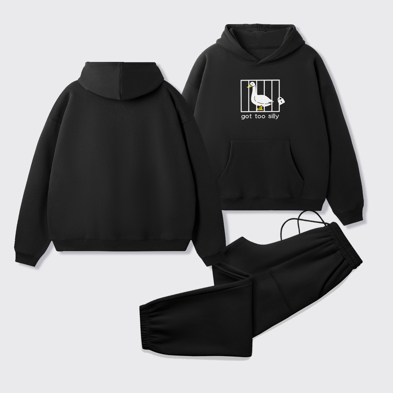 Got Too Silly Embroidered Fleece Hoodie Set