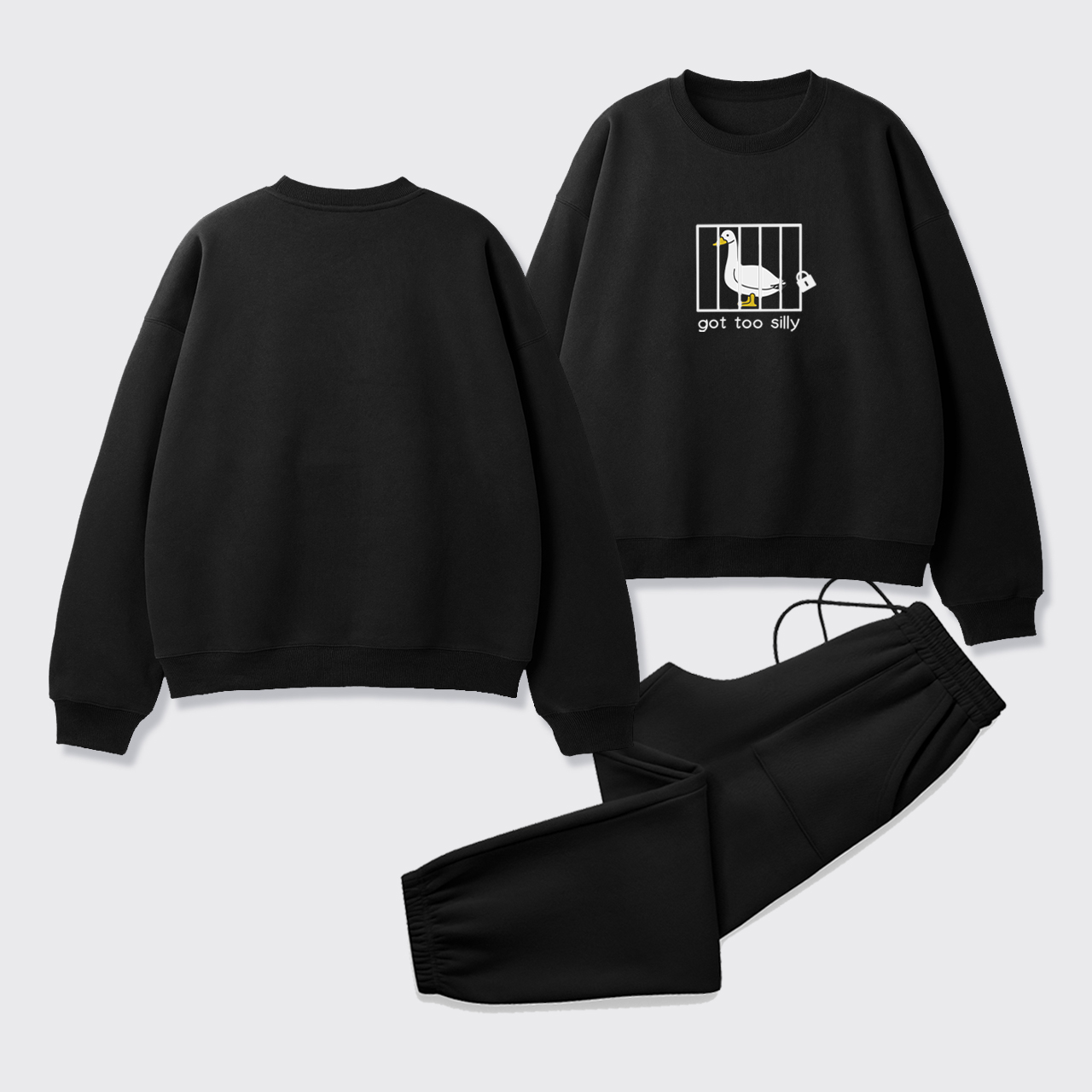 Got Too Silly Embroidered Fleece Sweatshirt Set