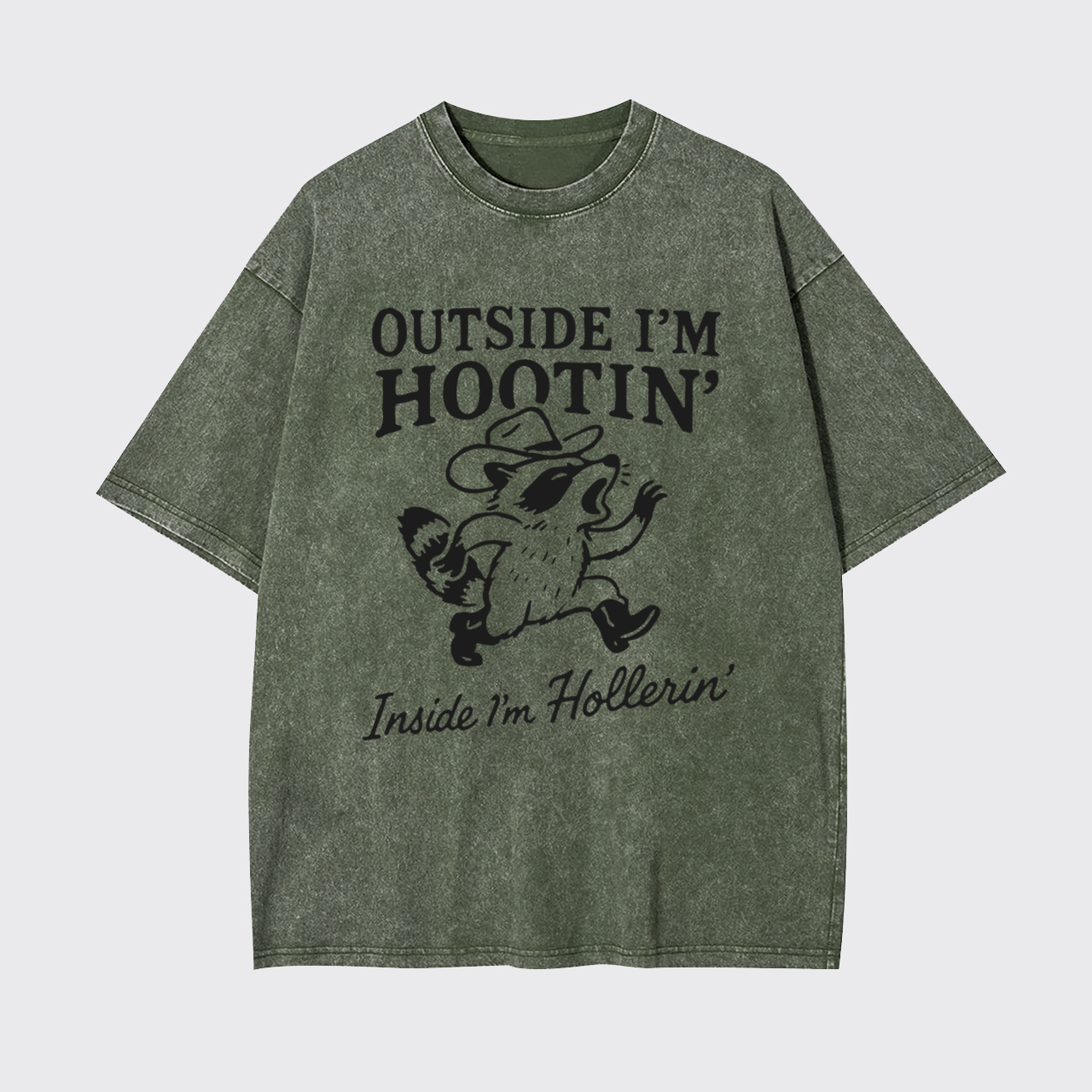Trash Raccoon Outside I'm Hootin' Garment-dye Tees
