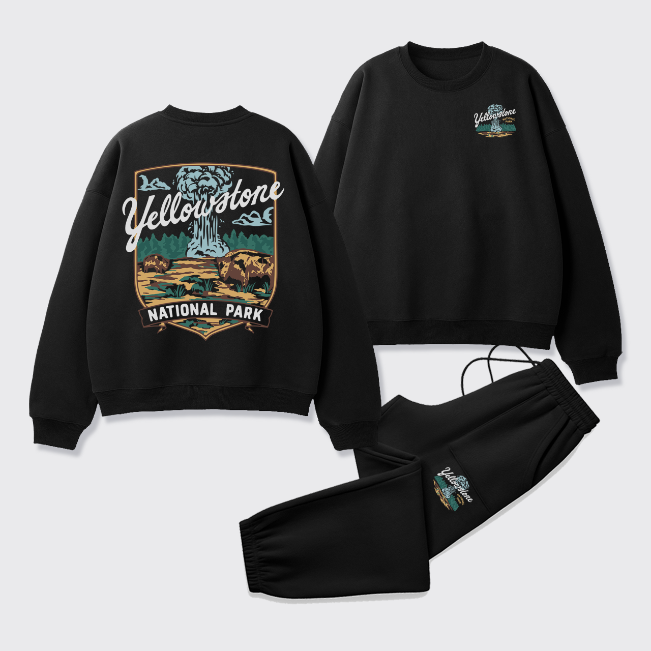 Yellowstone Vintage Illustration Fleece Sweatshirt Set