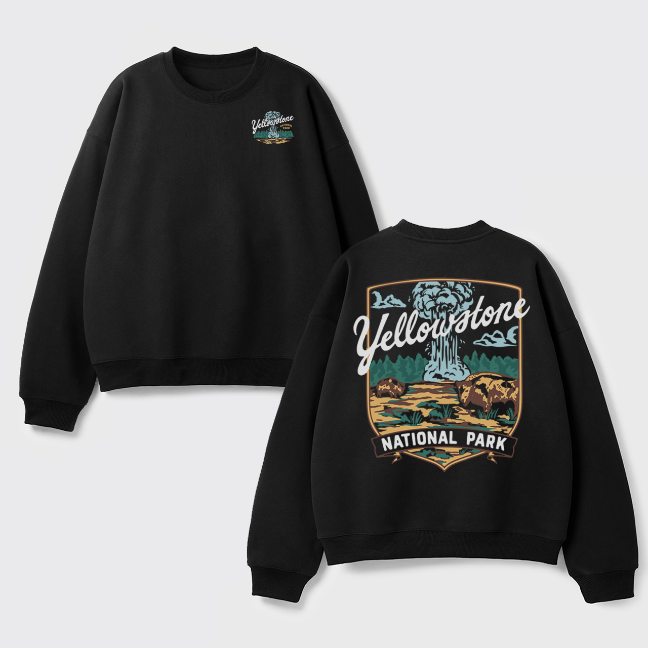 Yellowstone Vintage Illustration Fleece Sweatshirt