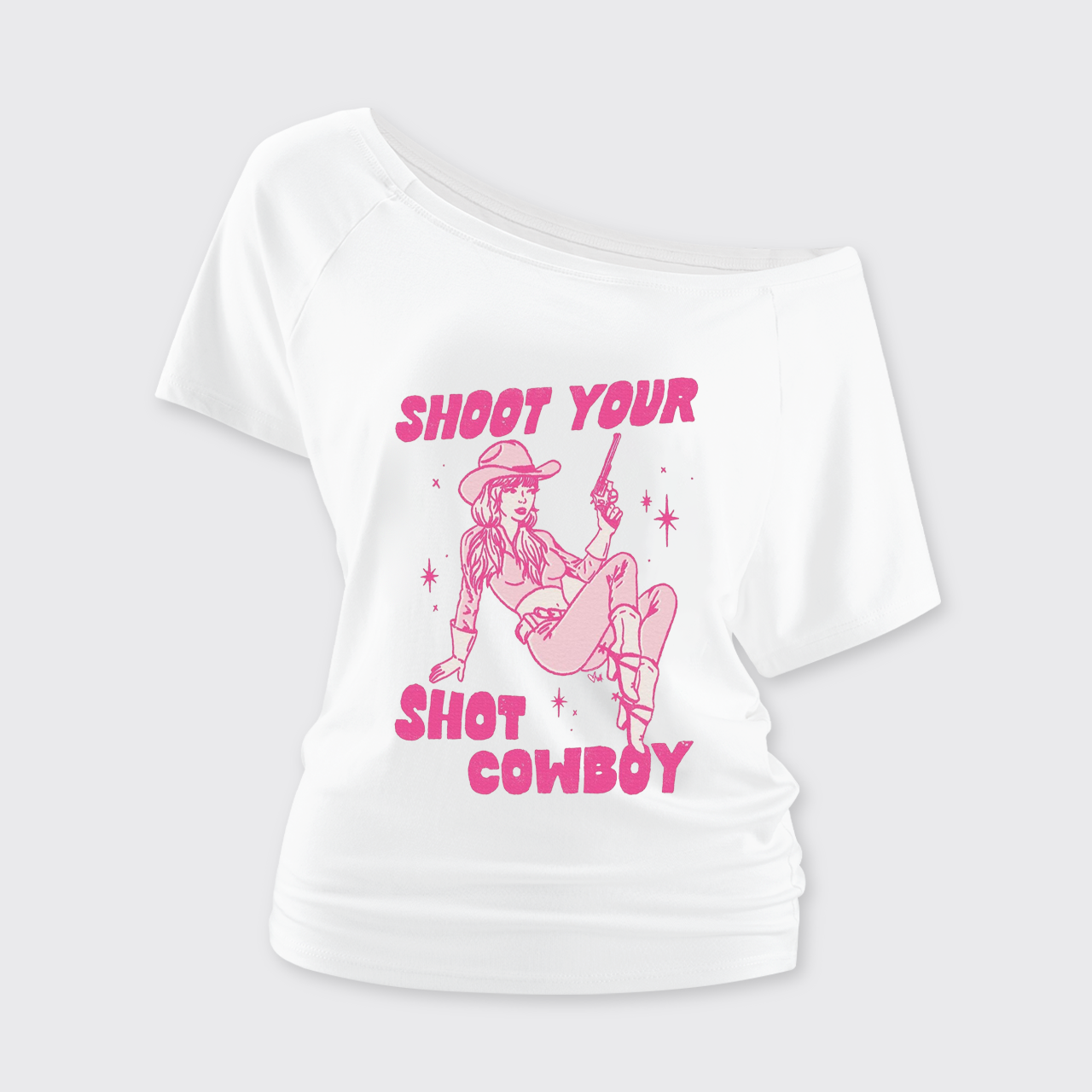 Shoot Your Shot Cowboy Off Shoulder Top