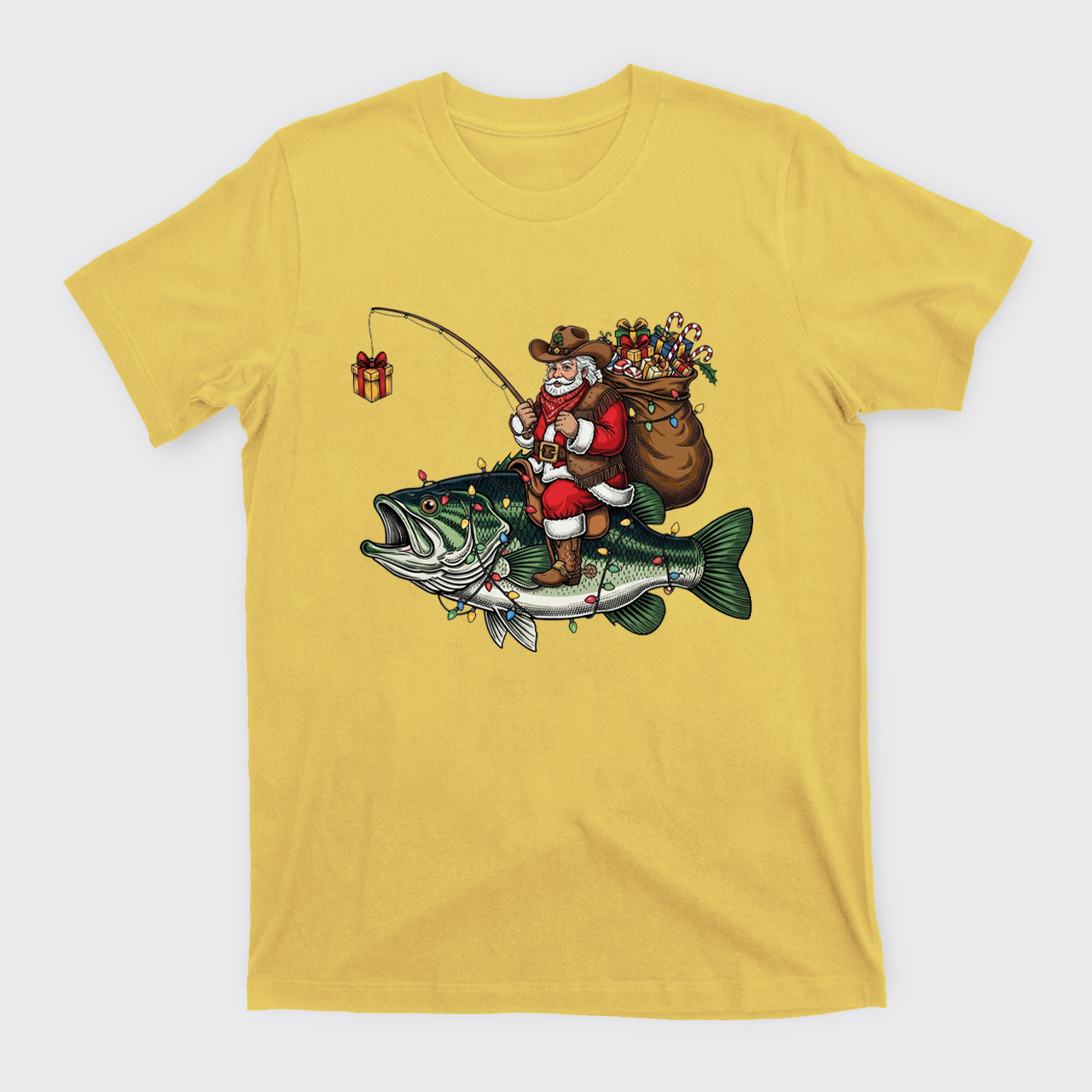 Fishing Santa Christmas Bass Fish T-Shirts