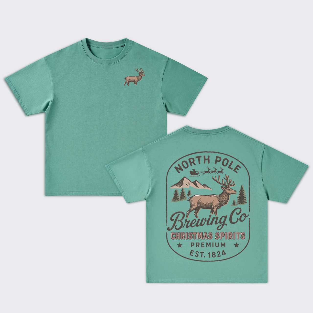 Reindeer Beer Christmas Oversize T-Shirts