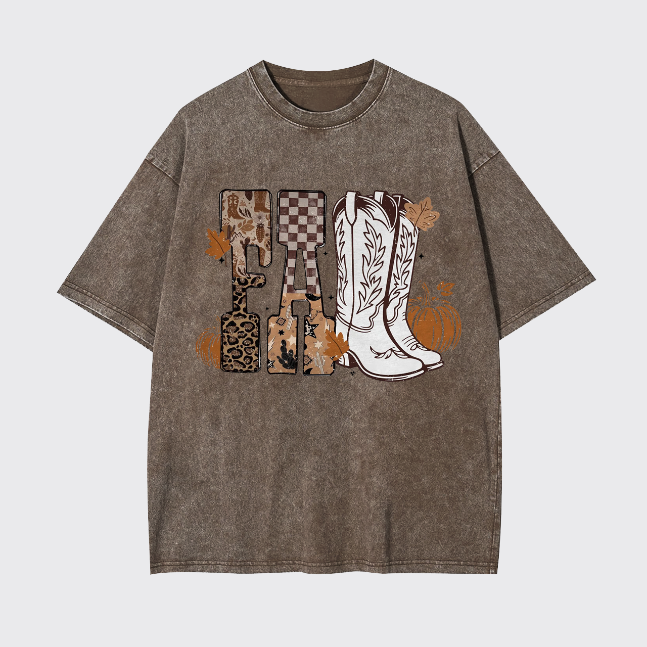 Western Cowgirl Boots Fall Garment-dye Tees