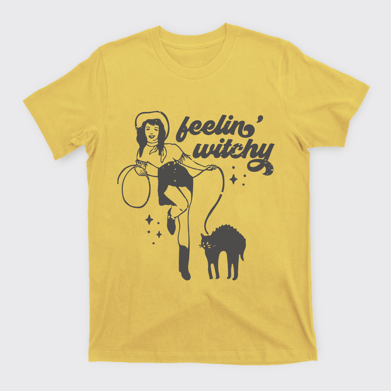 Feeling Witchy Cowgirl Cat Halloween T-Shirts