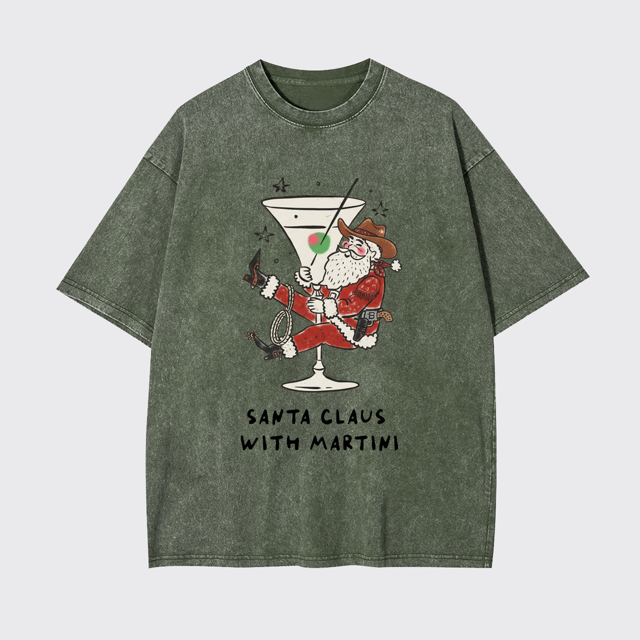 Santa Claus with Martini Garment-dye Tees