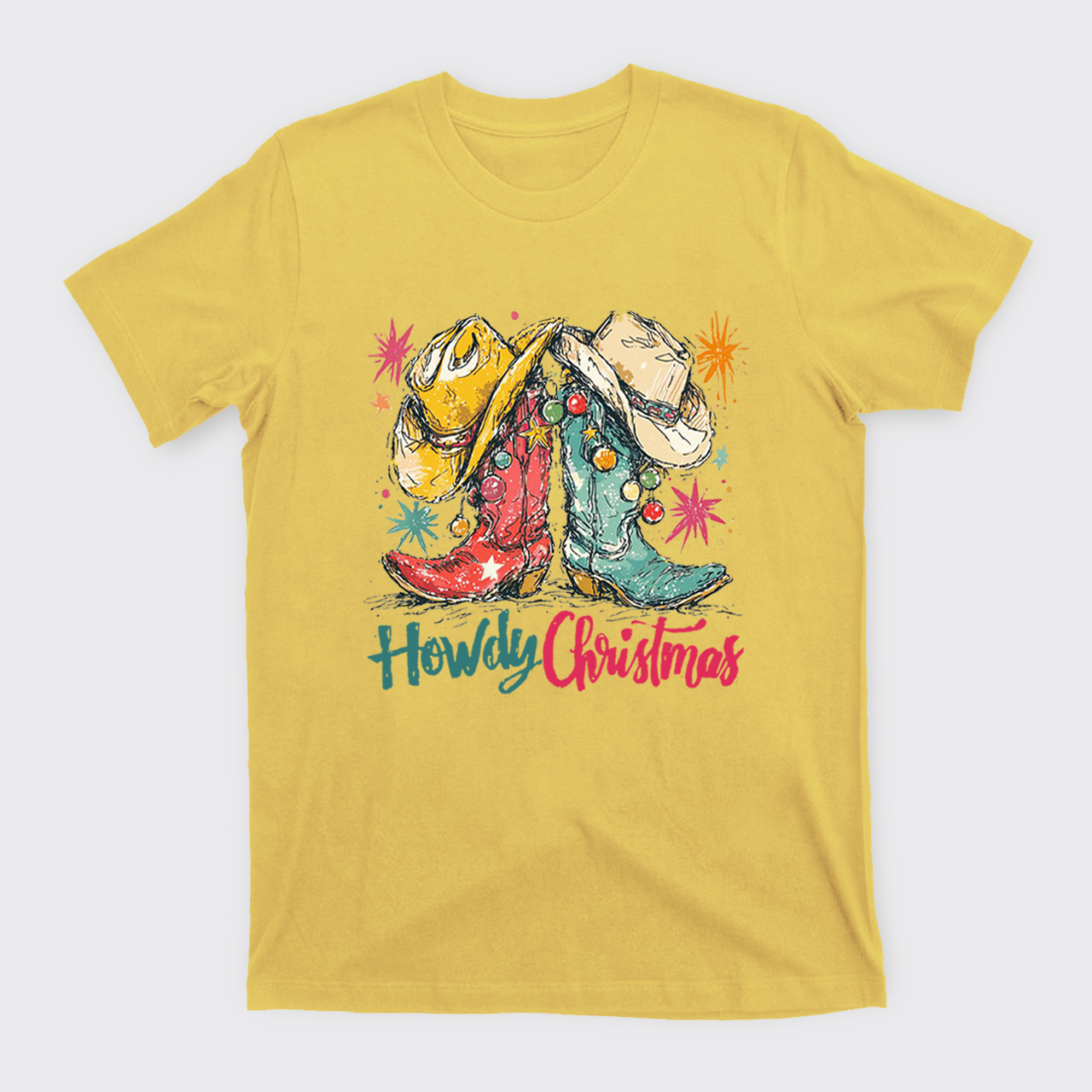 Howdy Christmas Western Cowboy Boot T-Shirts