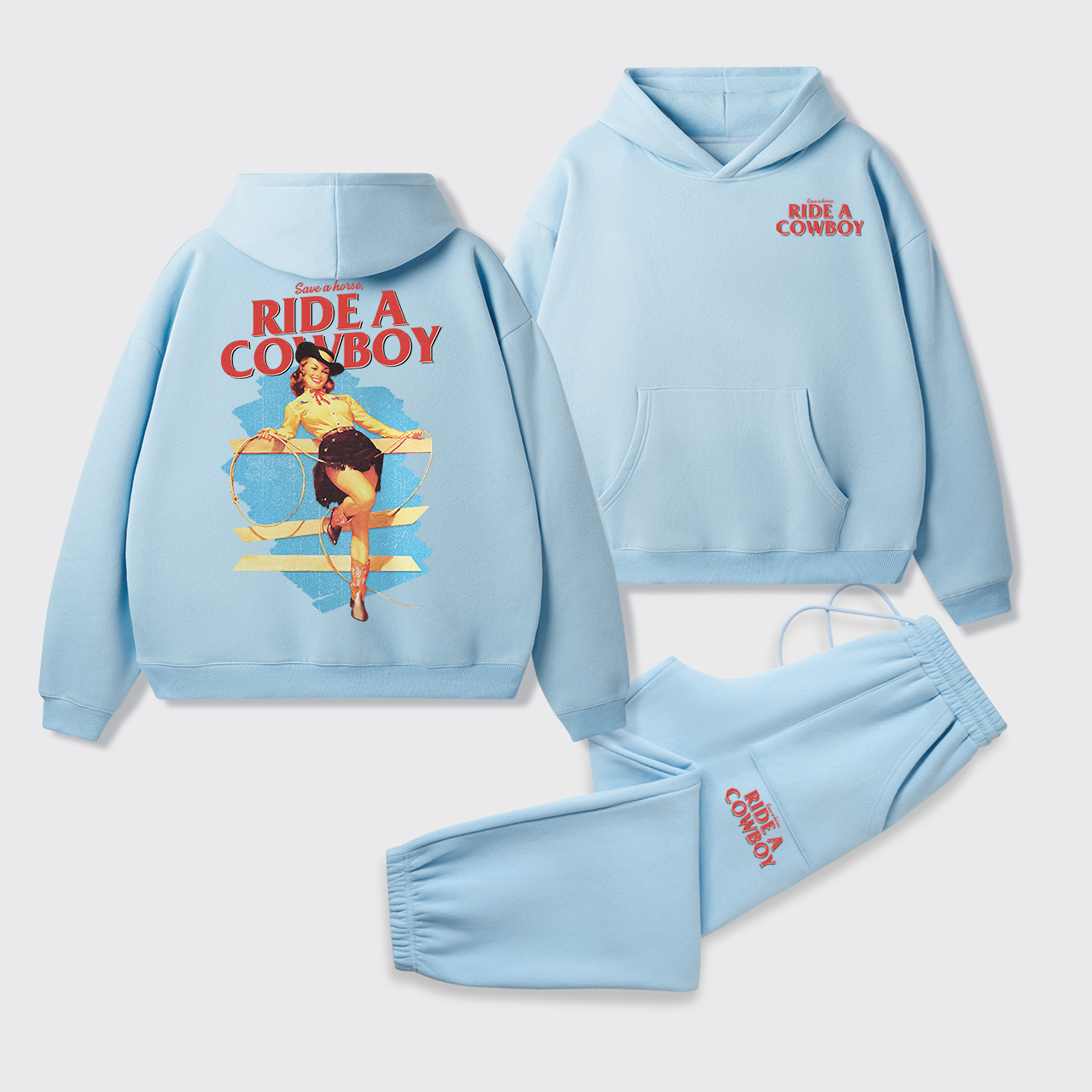 Fleece Save A Horse Ride A Cowboy Hoodie Set