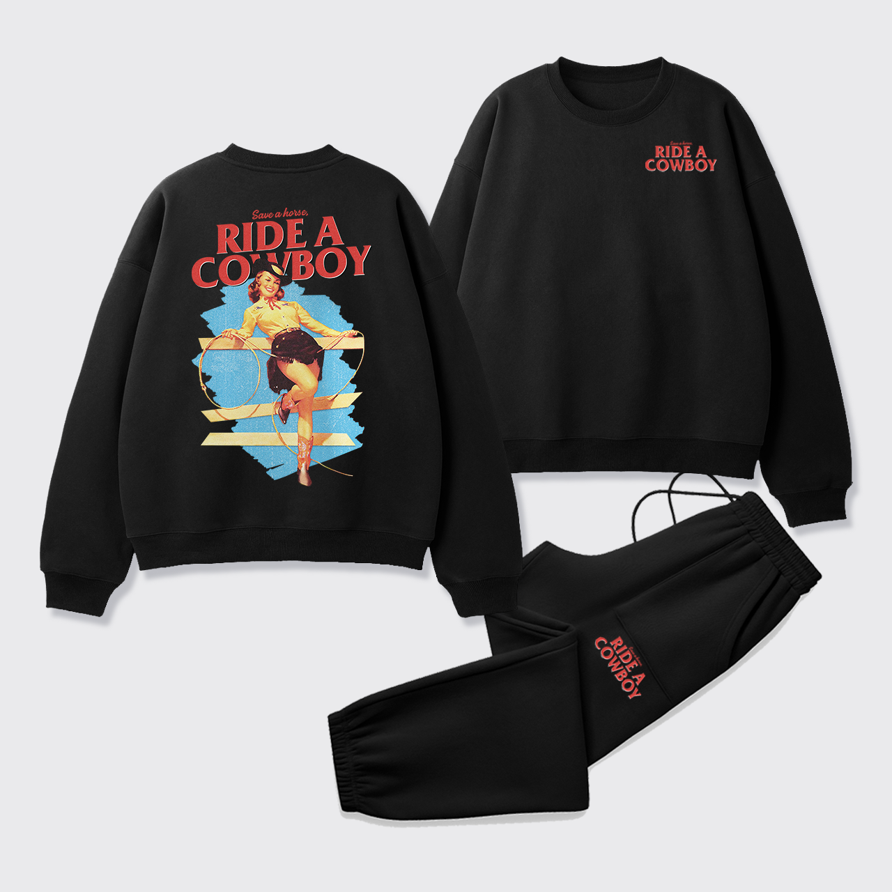 Fleece Save A Horse Ride A Cowboy Sweatshirt Set