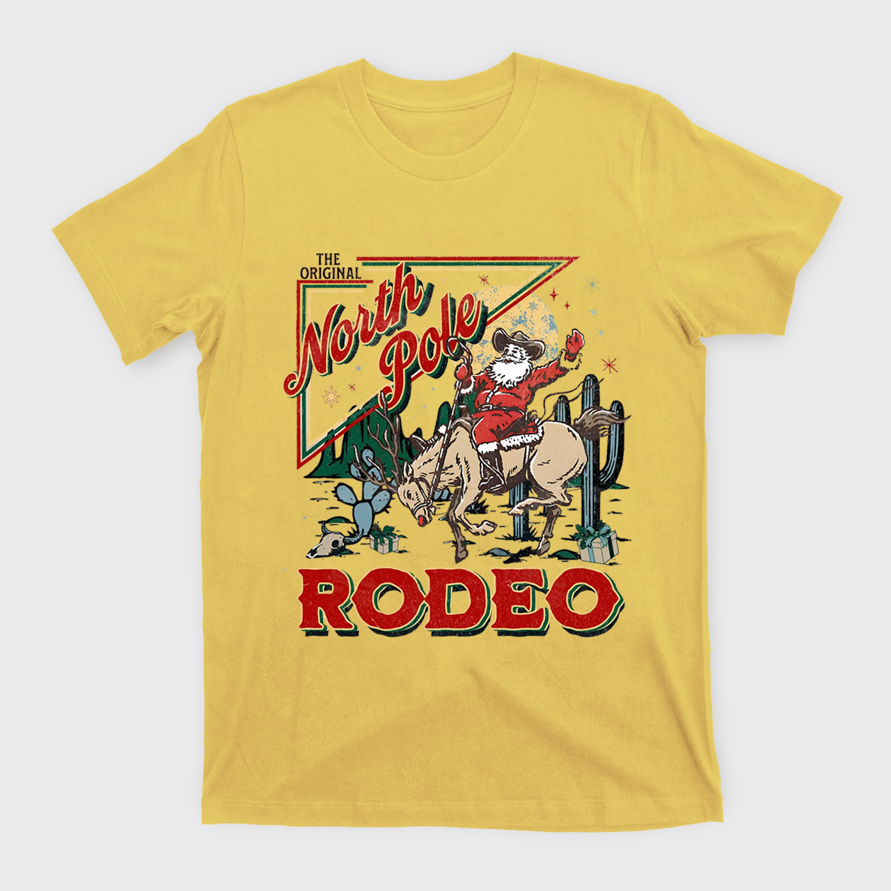 Retro North Pole Rodeo Cowboy Santa Christmas T-Shirts