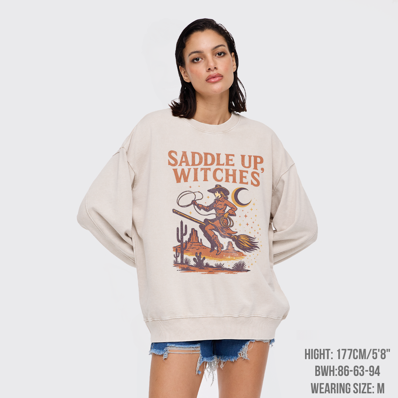 Western Witch Cowgirl Ghost Washed Sweatshirts