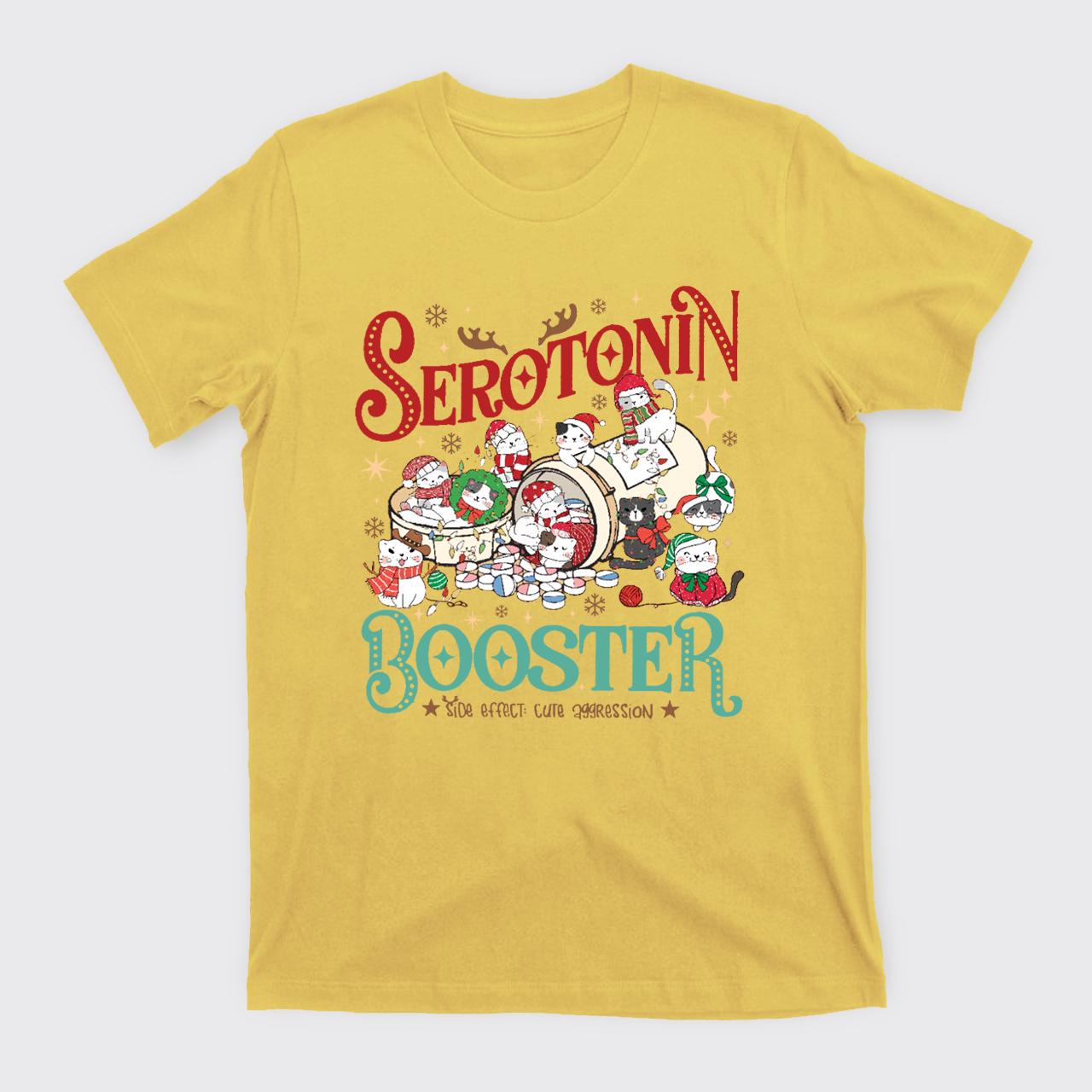 Serotonin Booster Cat Mental Health Christmas T-Shirts