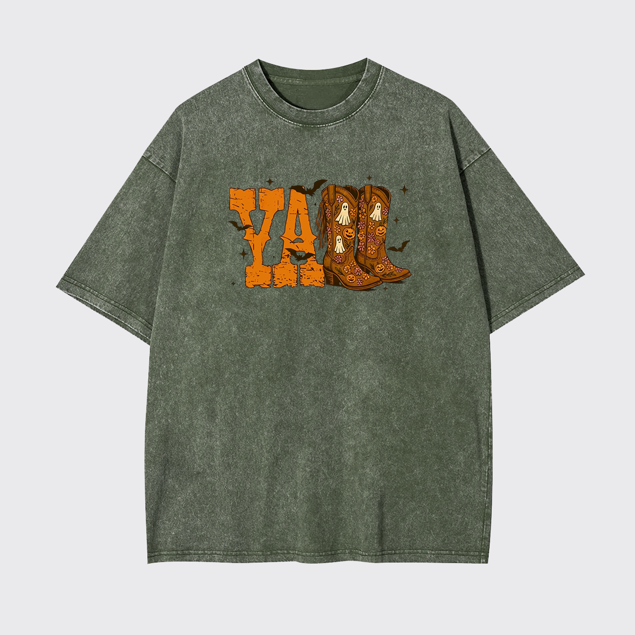 Y'all Halloween Cowboy Boot Garment-dye Tees