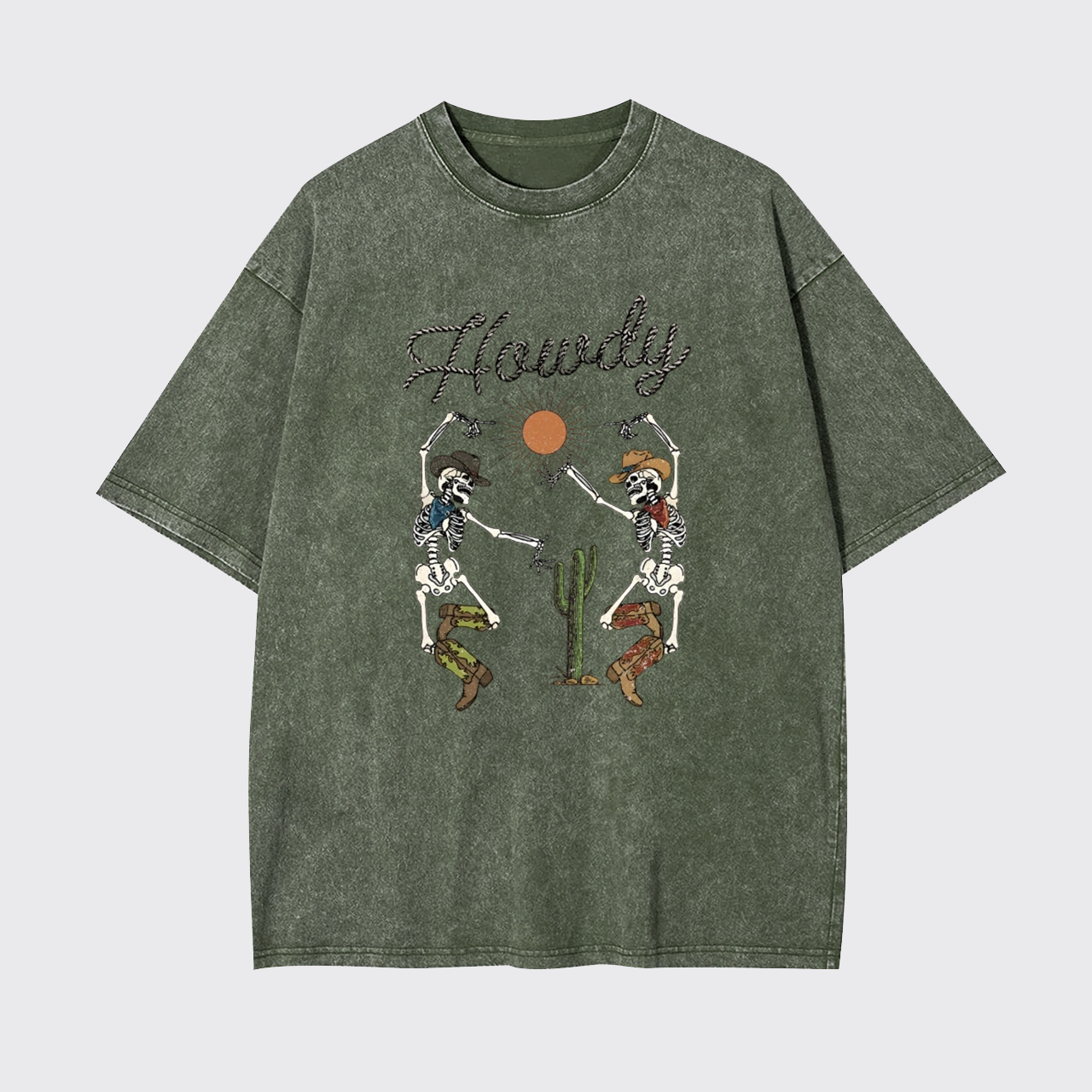 Howdy Skeleton Dancing Garment-dye Tees
