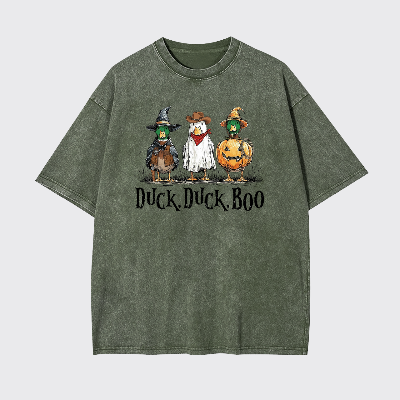 Duck Duck Boo Funny Goose Halloween Garment-dye Tees