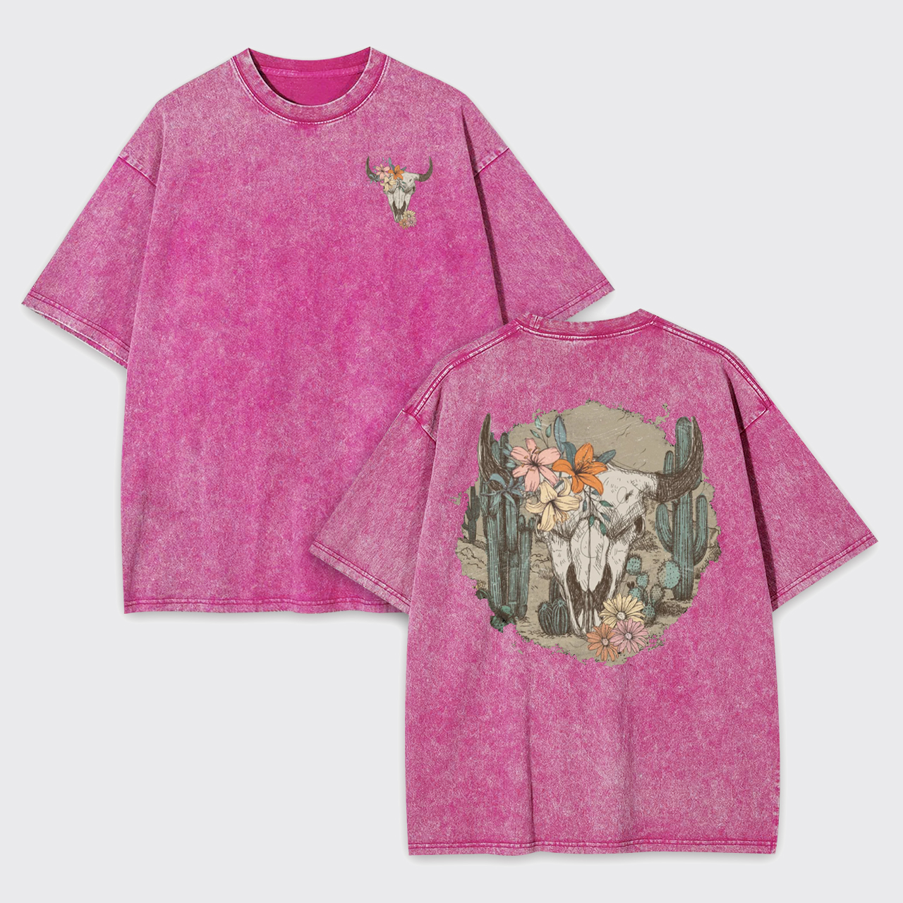 Vintage Cow Skull Garment-dye Tees