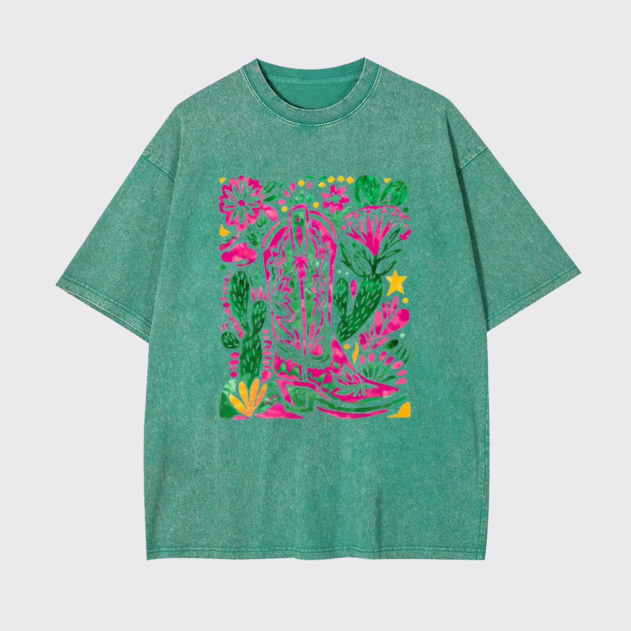 Western Floral Cowboy Boot Garment-dye Tees