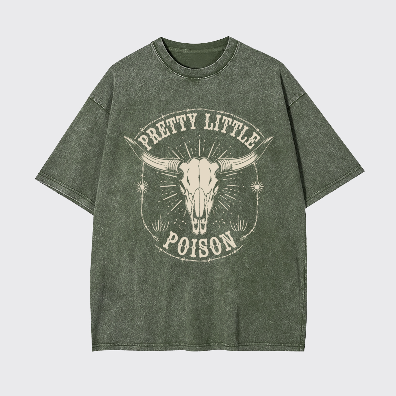 Country Rock Bull Skull Garment-dye Tees