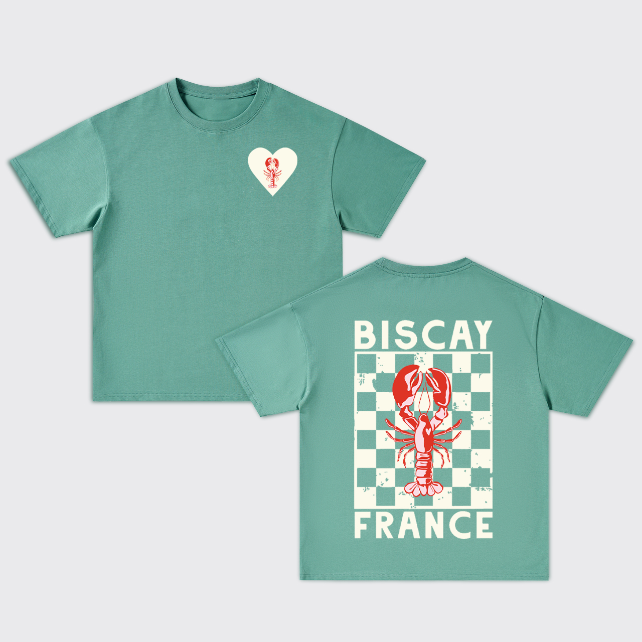 Blue Check Lobster Oversize T-Shirts