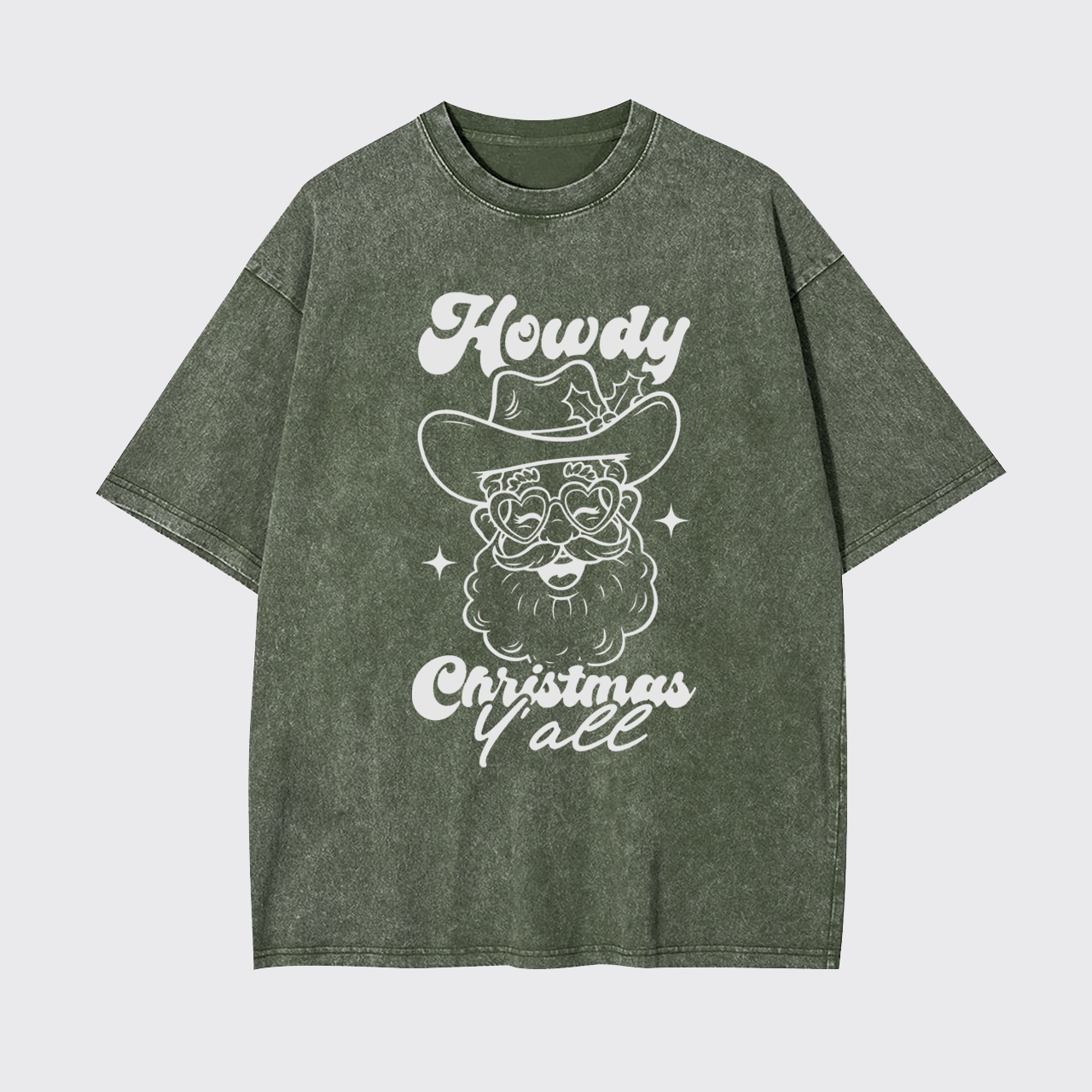 Howdy Christmas Cowboy Santa Garment-dye Tees