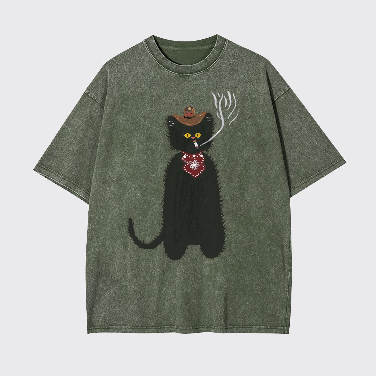 Cat Cowboy Smoking Garment-dye Tees