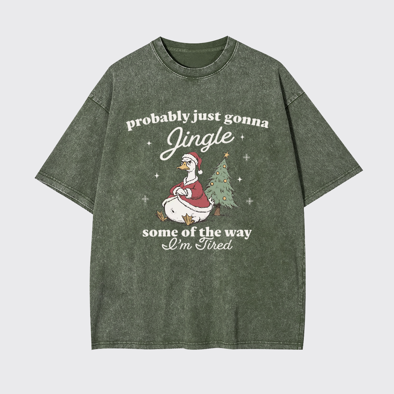 Funny Tired Christmas Goose Garment-dye Tees