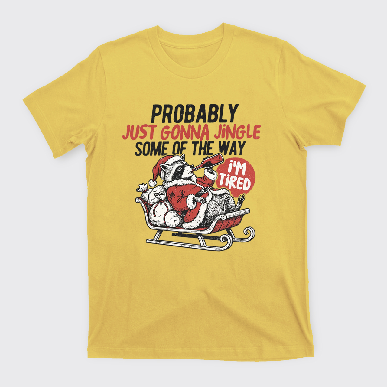 Humorous Christmas Tired Raccoon T-Shirts