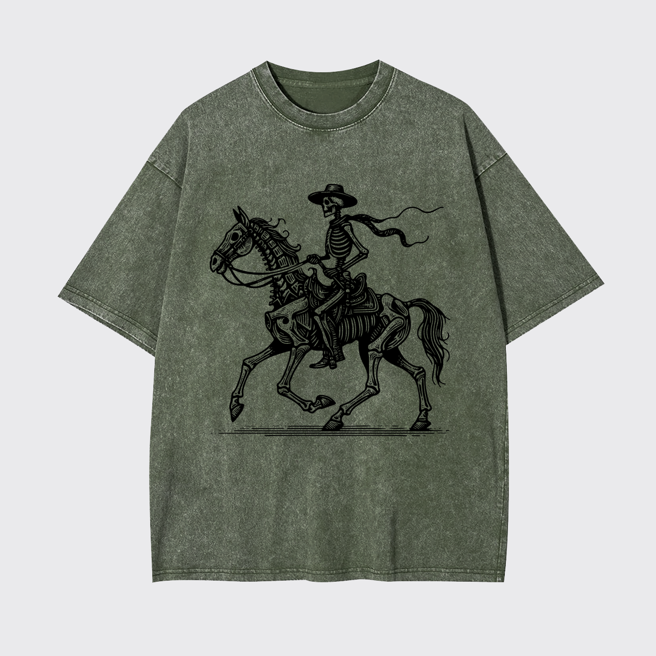 Classic Skeleton Cowboy on Horseback Garment-dye Tees