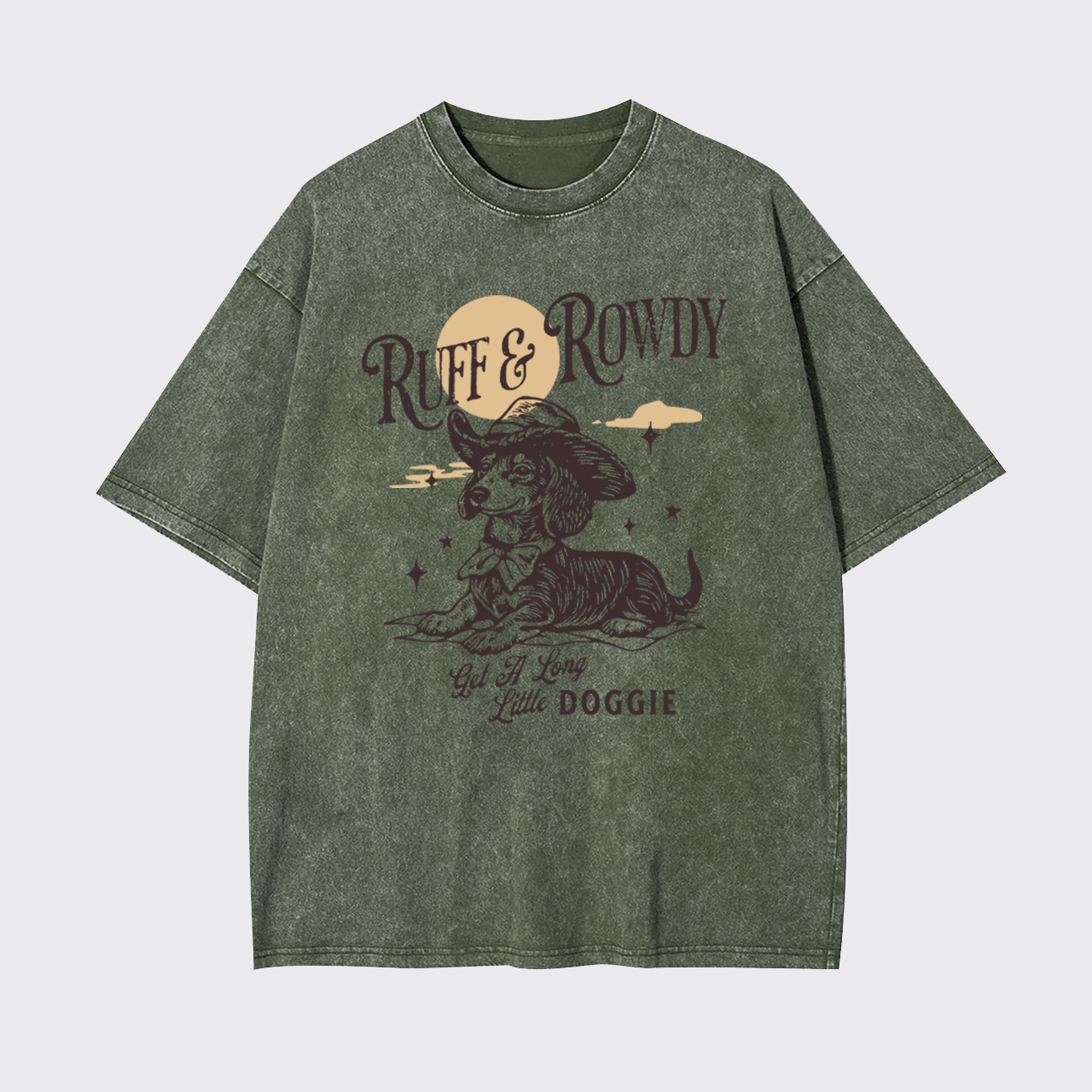 Dachshund Cowboy Get A Long Little Doggie Garment-dye Tees