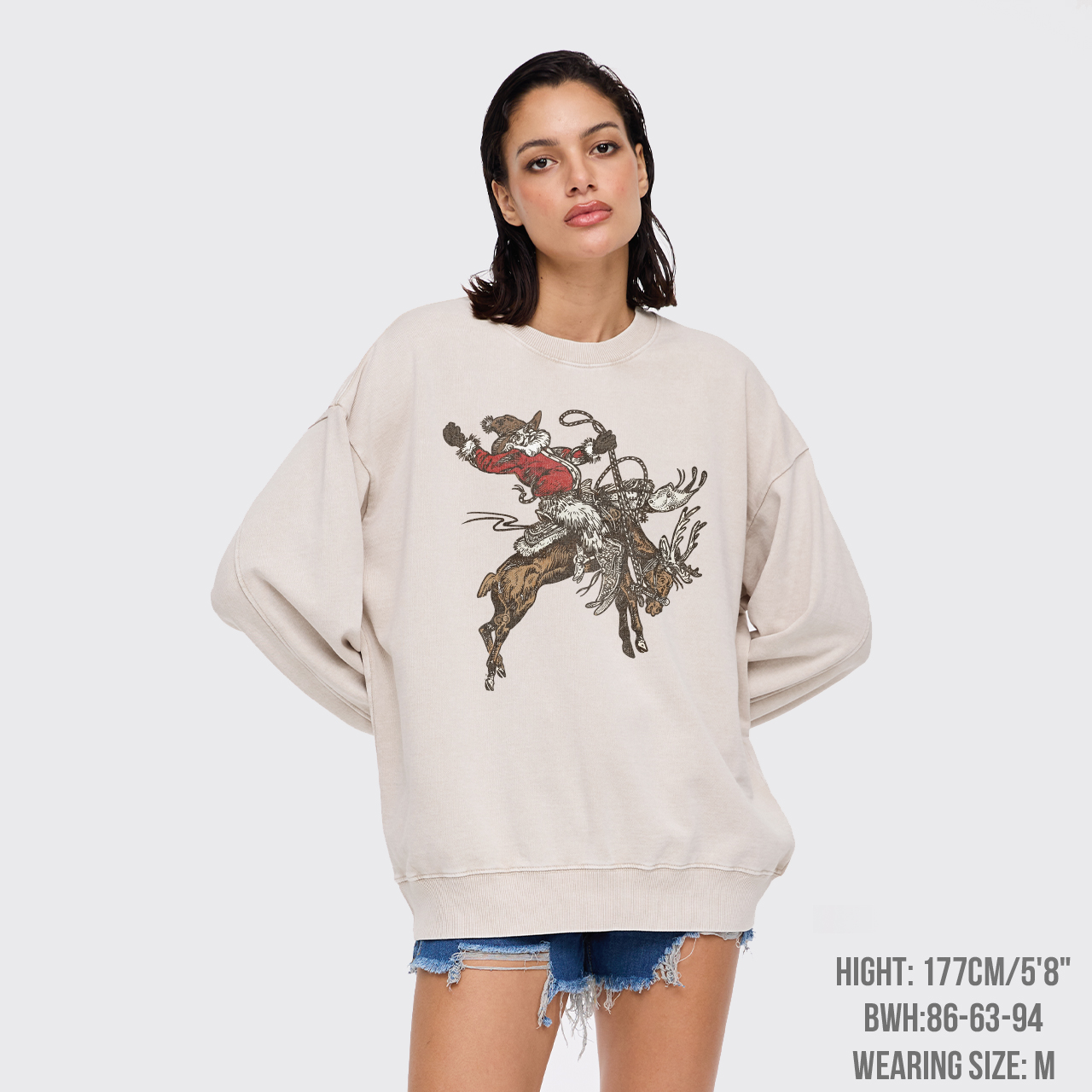 Cowboy Santa Jingle Horse Reindeer Washed Sweatshirts