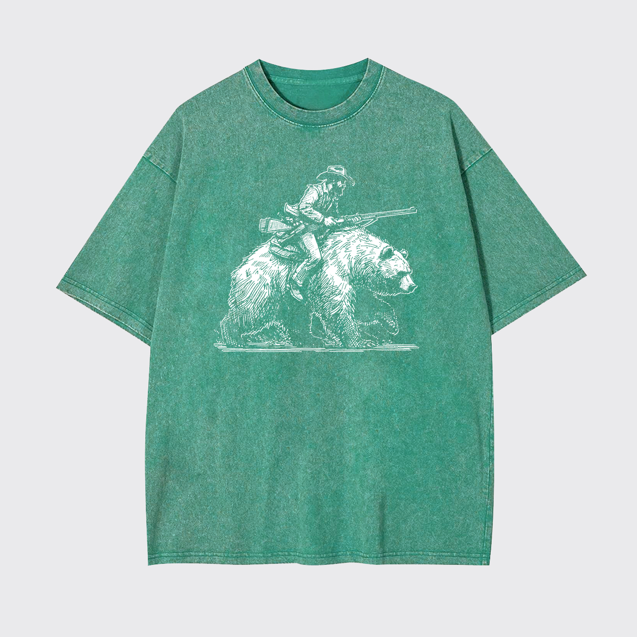 Cowboy Riding A Bear Garment-dye Tees