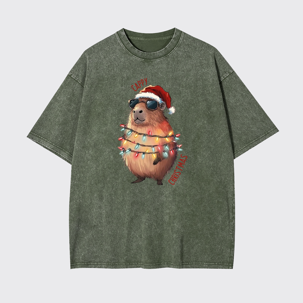 Cappy Christmas Lights Garment-dye Tees