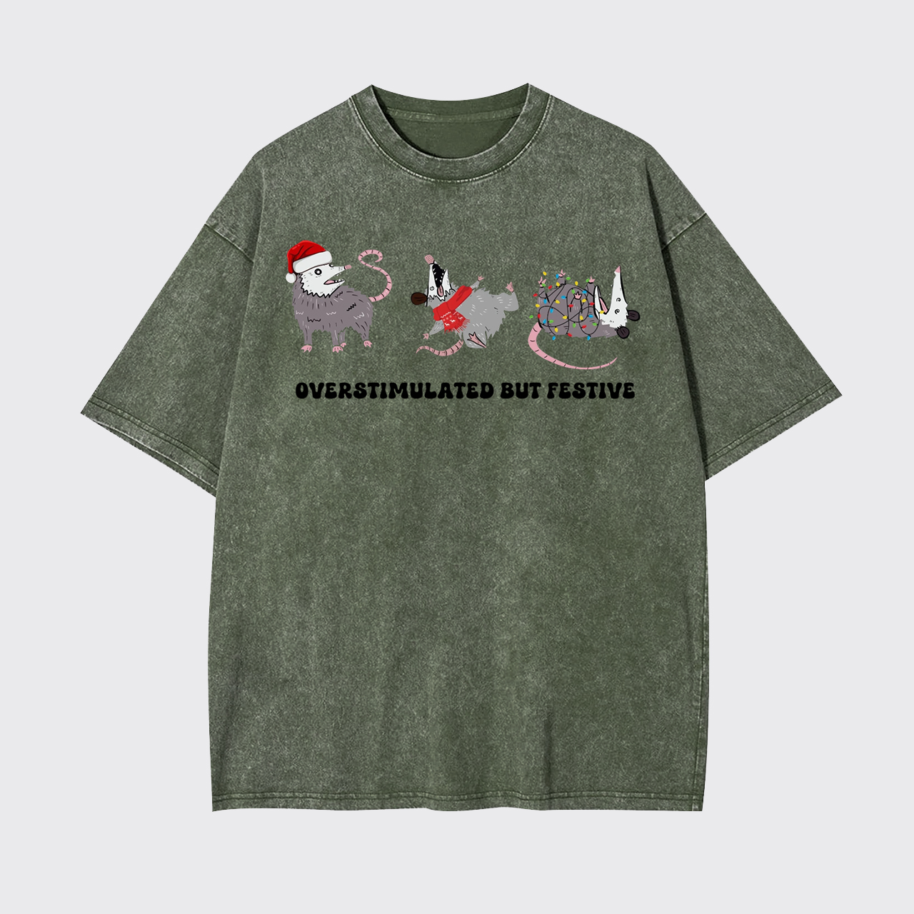Overstimulated But Festive Possum Garment-dye Tees