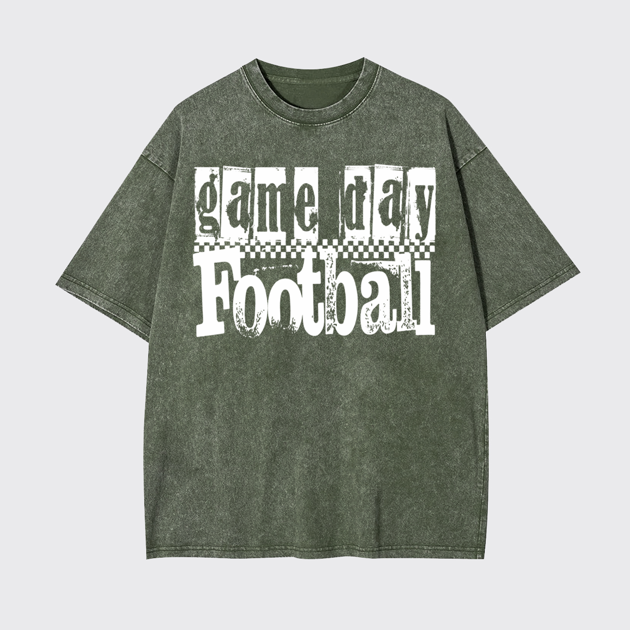 Game Day Football Retro Checkered Garment-dye Tees