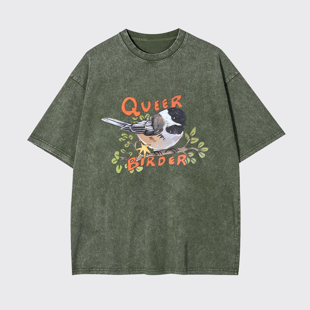 Queer Birder Chickadee Garment-dye Tees