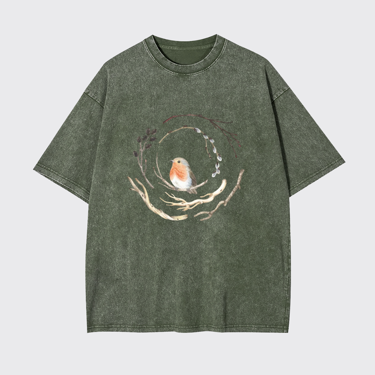 Watercolor Robin Bird Garment-dye Tees