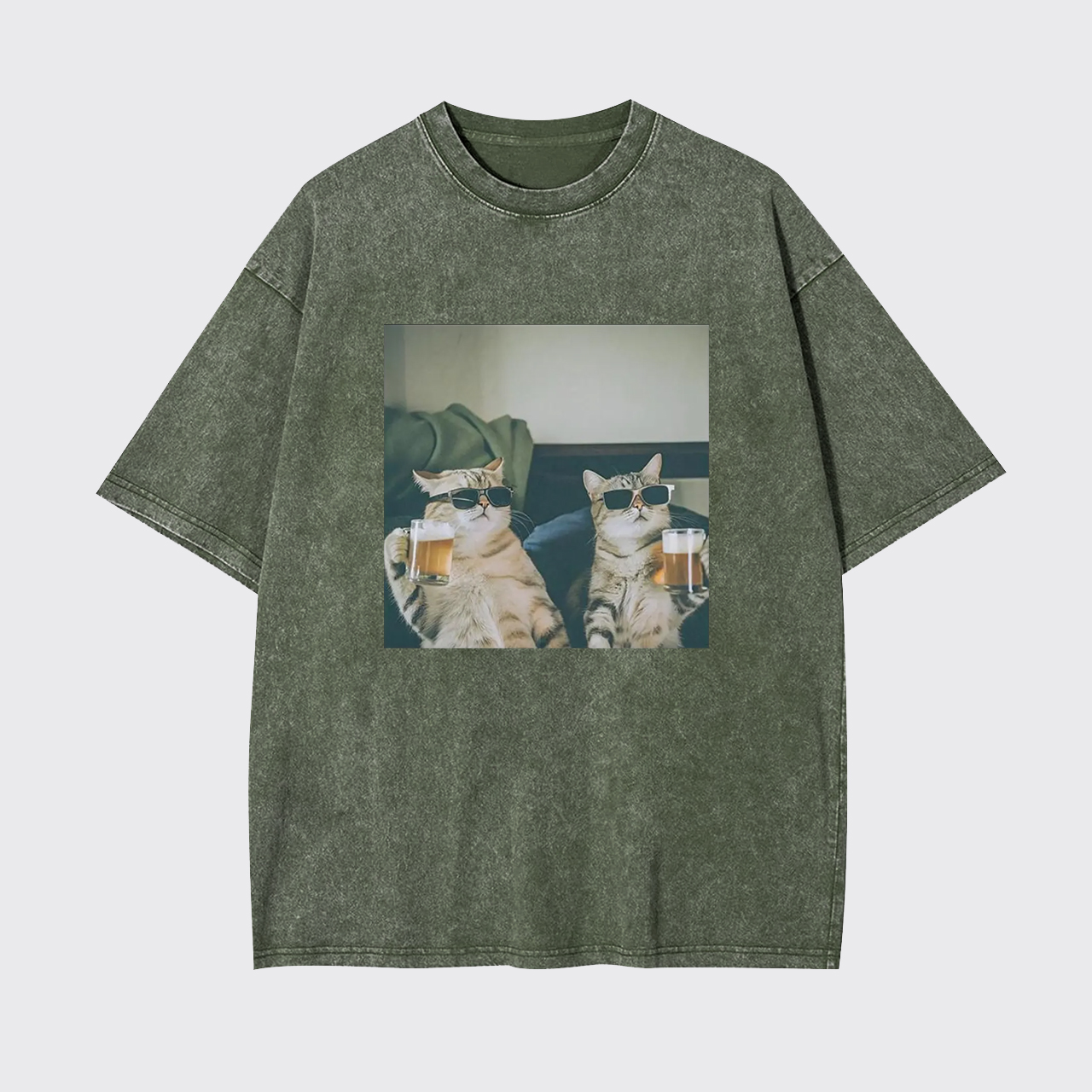 Vintage Beer Buddy Cat Garment-dye Tees