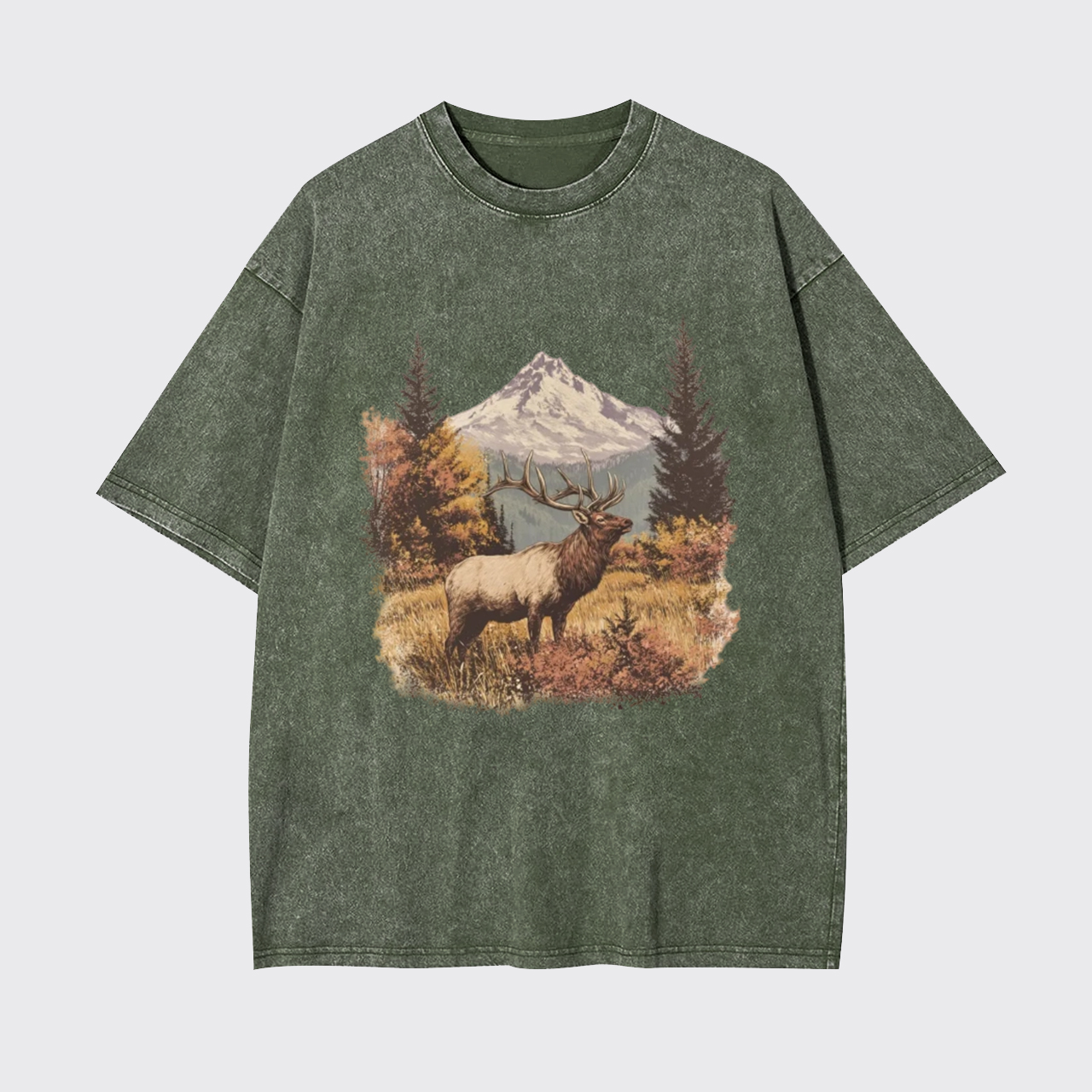 Retro Elk Garment-dye Tees