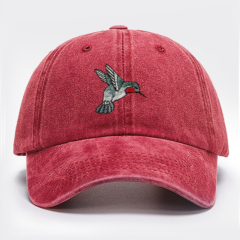 Embroidered Hummingbird Baseball Cap